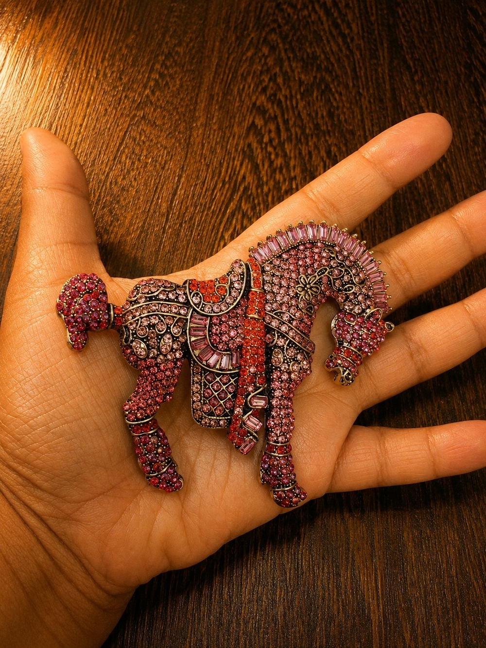 NWOT Pink Crystal Horse Brooch Pin for Women